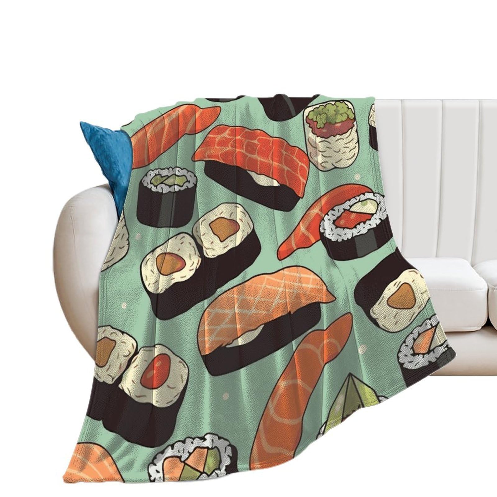 Couverture sushi en flanelle contre le froid sur le lit ou le canapé