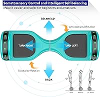 Vista 4 de UNI-SUN Self Balancing Scooter for Kids, 6.5" Two Wheels Scooter with Bluetooth and Lights for Girls Boys Kids Adults C04 Verde