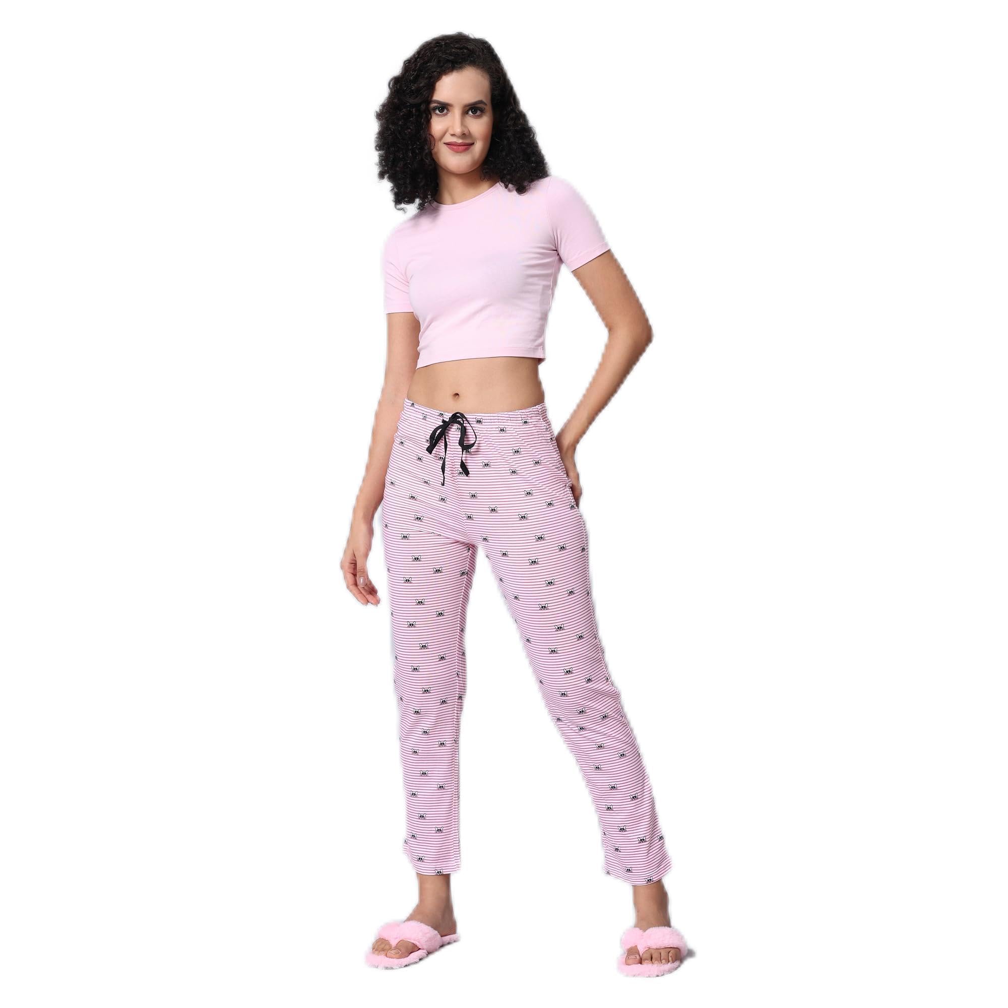 Evolove Pijama de algodón azul estampado para mujer