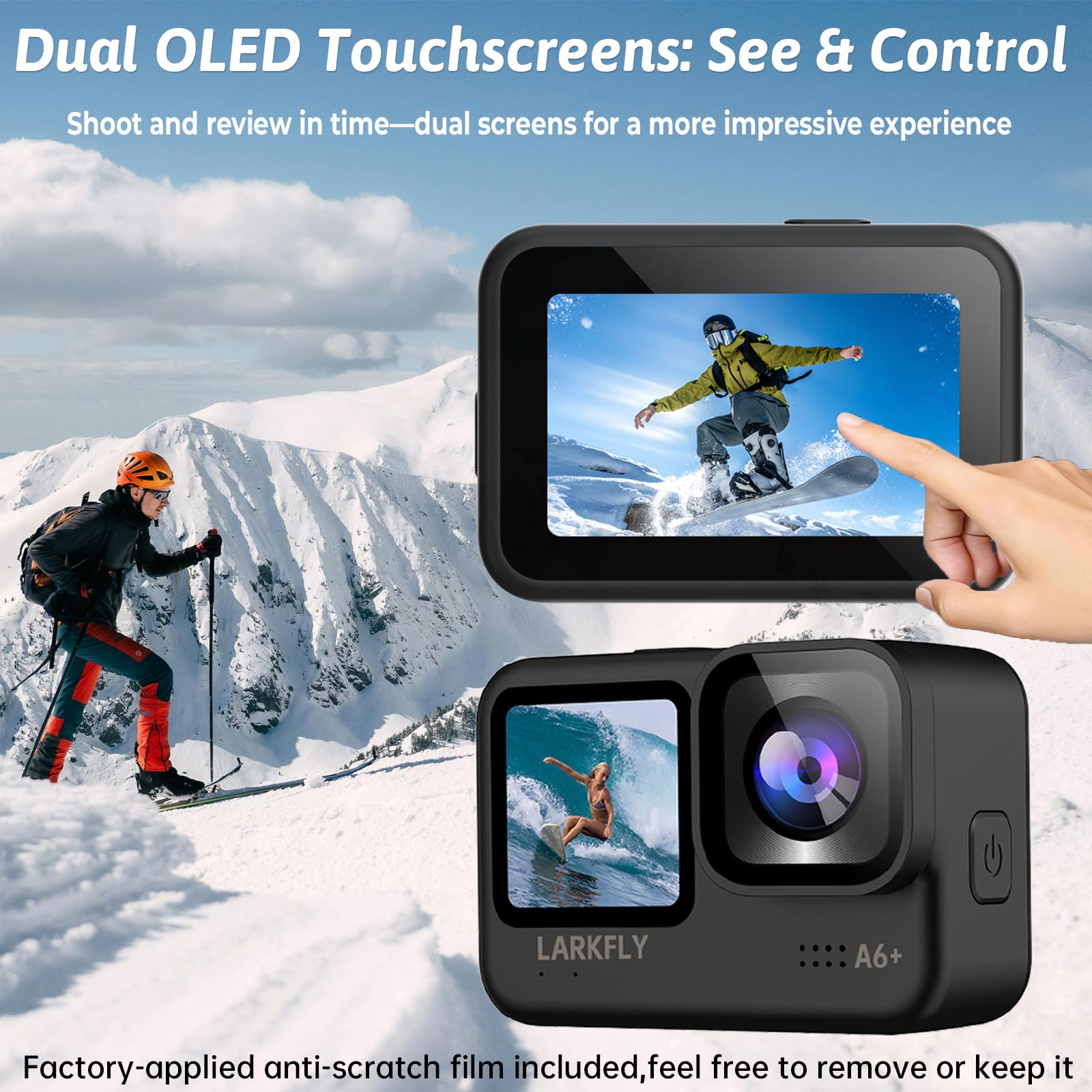 Action Camera, 5K/30fps Waterproof Action Camera, with APP & WiFi Control, 1/1.3" Sensor, EIS Anti-Shake, Subject Tracking, Includes 64GB Card, Vlogging Camera Ideal for Sports & Adventure