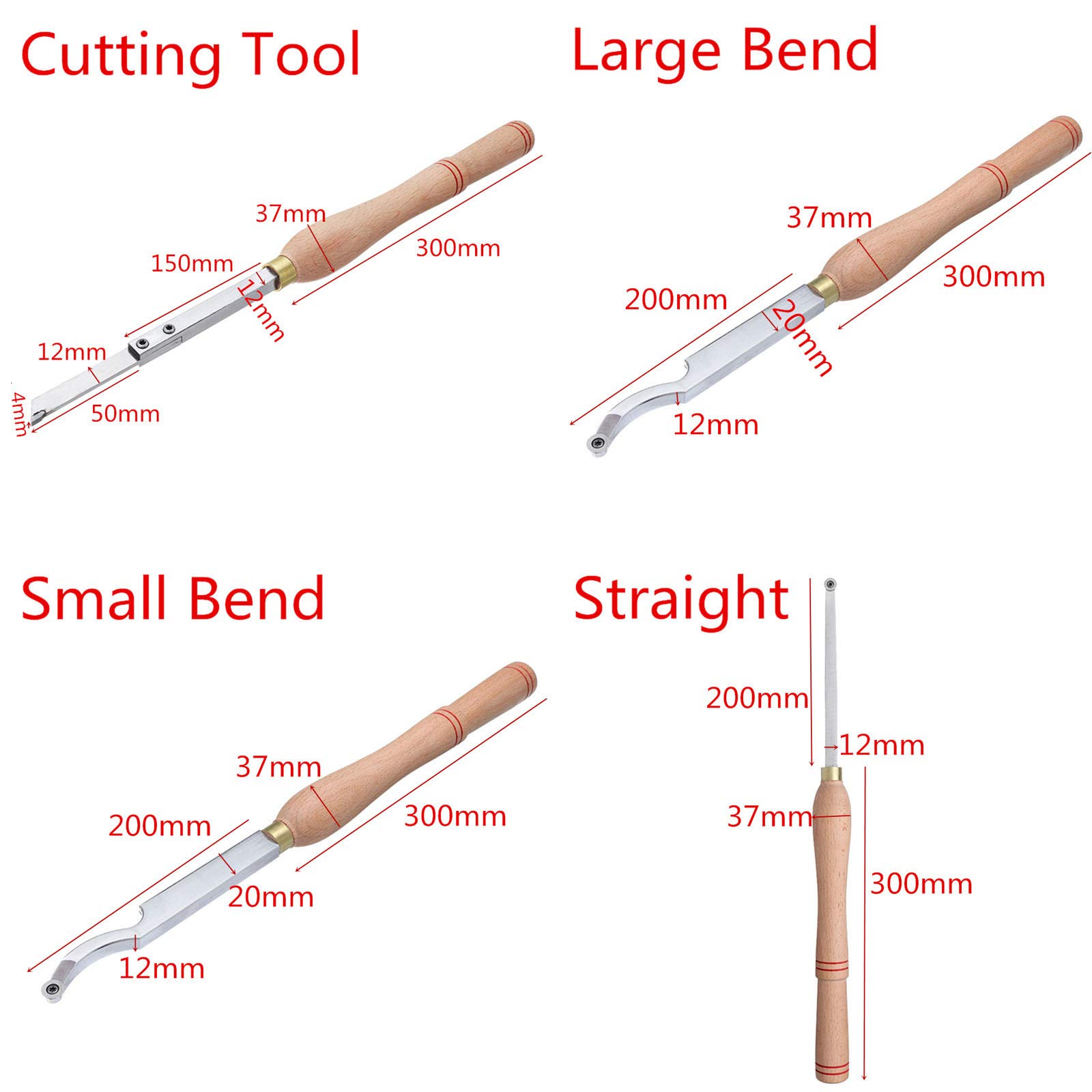 Mini Carbide Tipped Wood Lathe Turning Tools Combo Set Rougher Detailer Finisher With Wood