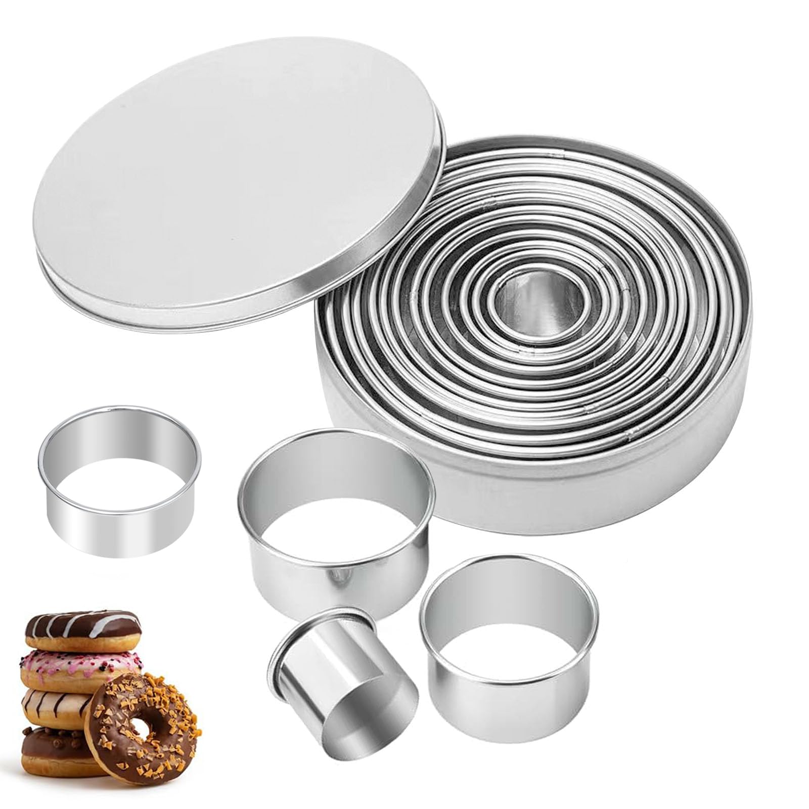 Round Cookie Cutter Set,11 Pcs Stainless Steel Pastry Cutters for Baking