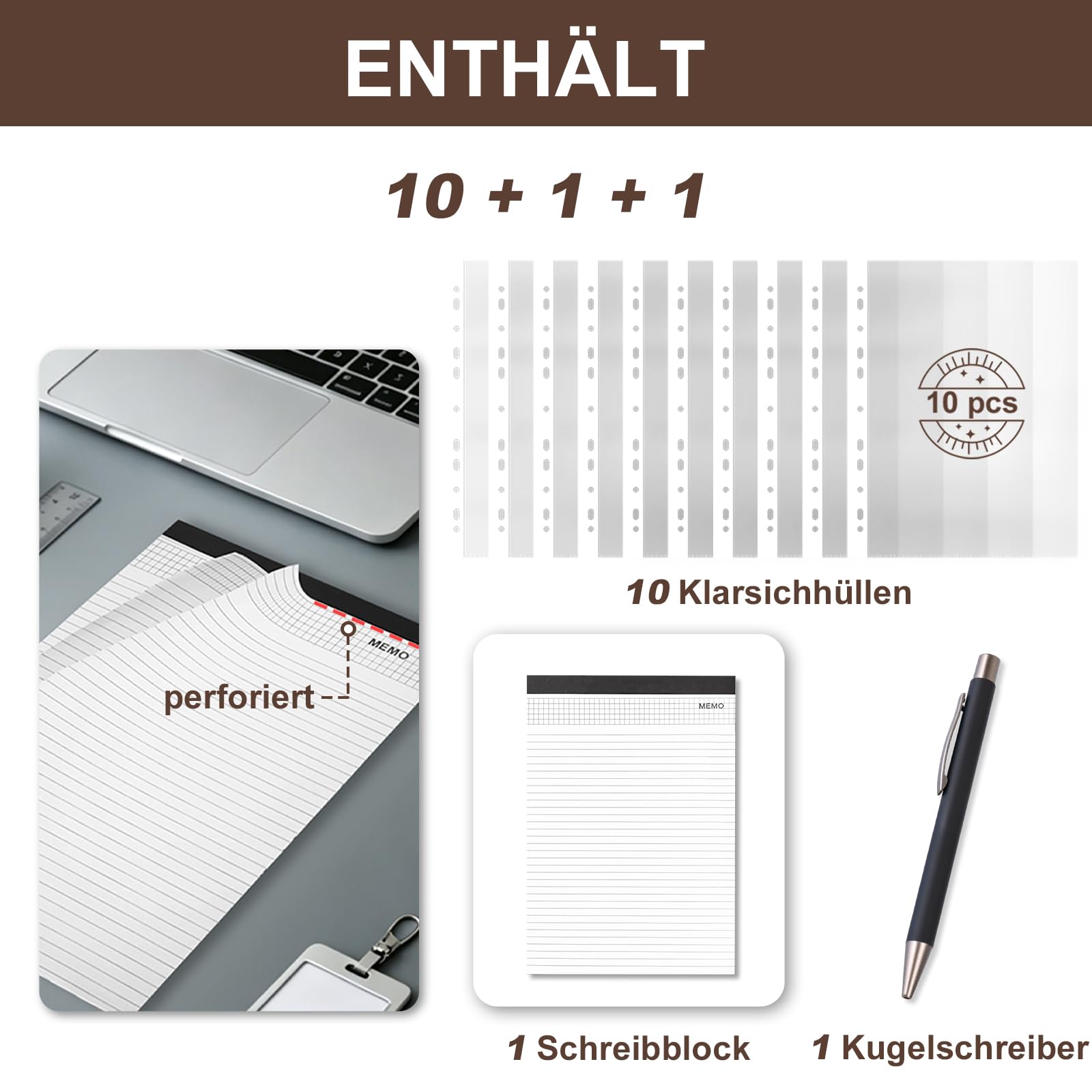 Leathario Konferenzmappe a4 mit Reißverschluss,Schreibmappe a4 mit 10 Dokumentenhüllen,Magnetgriff Arbeitsmappe mit 4 Ringbuch，Veganes Leder Mappe für Meetings,Behördengänge,Uni,Bewerbungsgespräche