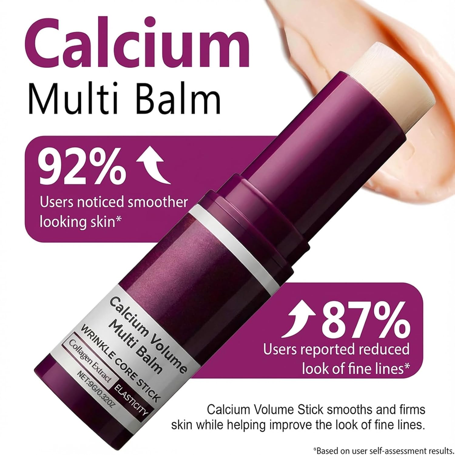 2 PCS Calcium Volume Multi Balm, Anti Wrinkle Calcium Collagen Balm for Firming, Lifting & Hydrating Skin, Korean Skincare Stick for Eyes, Neck & Face, Reduces Sagging & Fine Lines - Image 2