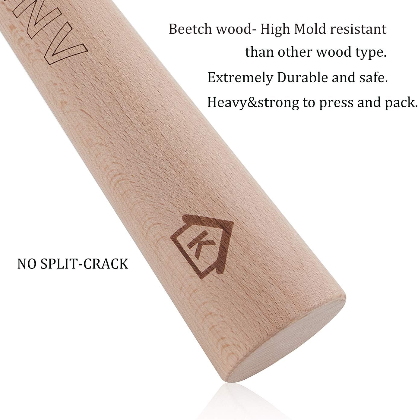 Sauerkraut Pounder for Mason Jars Vegetable Fermentation Packer Kimchee Tamper,One Piece of Solid beech Wood (12 inch)