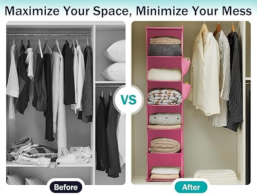 Miniatura 33 de Organizadores y almacenamiento colgante para el clóset, 6 estantes de almacenamiento colgantes para clóset, gris Beige,Negro -,Azul,Marrón,Rojo