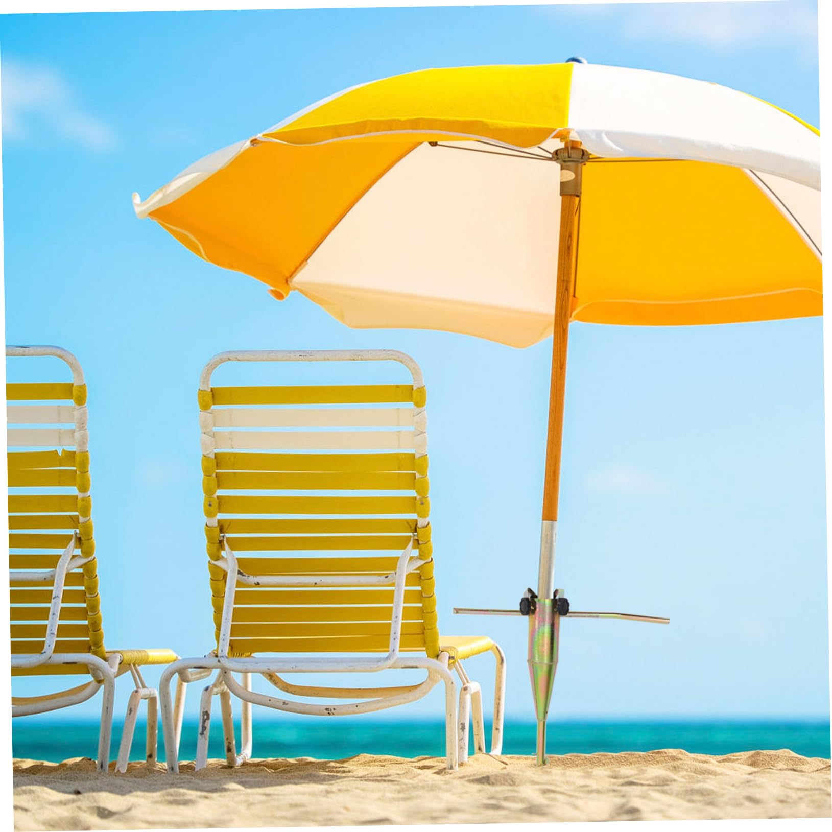 Milisten Ancre de Parasol de Plage en Acier Jaune pour Extérieur