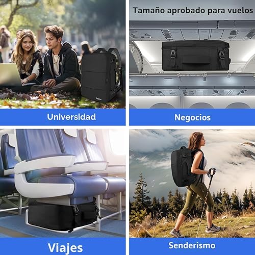 Miniatura 9 de Taygeer Mochila de viaje para laptop para hombres y mujeres, mochila de viaje aprobada por avión con bolsillo para botella de agua, bolsa