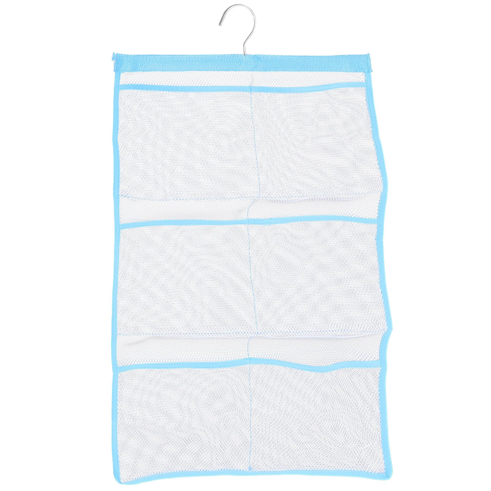 Abaodam Mesh Shower Organizer Hanging Quick Dry Bathroom Storage 6 Pockets Hanging Mesh Shower Bath Organizer for Toiletry Accessories with Rotating Hanger with Single Hook