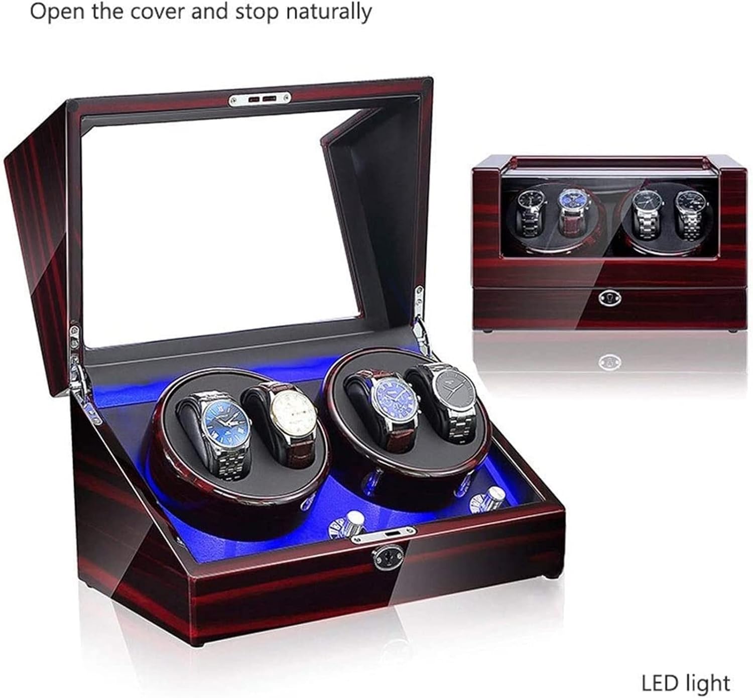 Watch Winders Box Winders Automatic, for 4 Watches Automatic Watch Winders 5 Rotation Modes Quiet Motor Watches Storage Boxes Accessories Display Box(A)