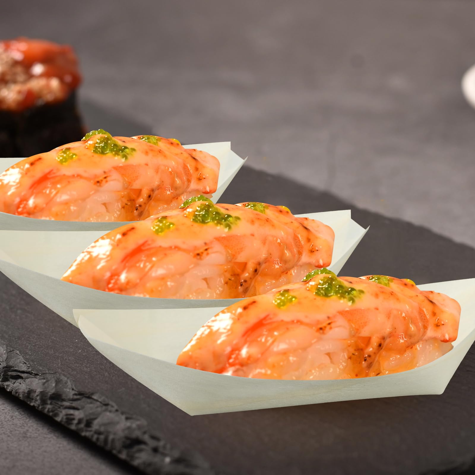 100 ciotole per finger food in legno (17 cm), per snack, monouso, biodegradabili, per snack, insalata, sushi e feste a buffet, ideali per adulti e bambini