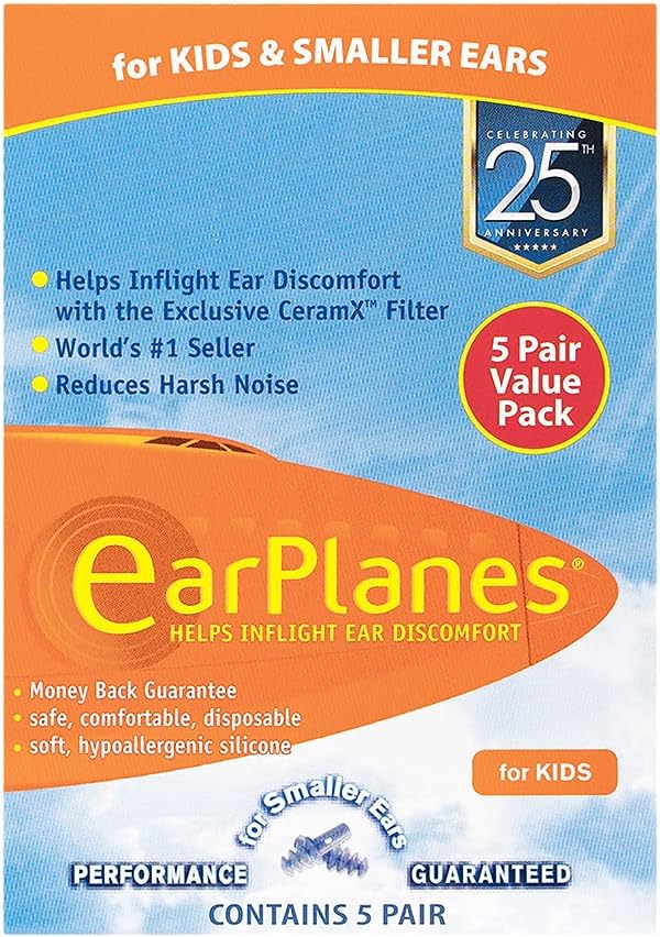 EarPlanes Ear Plugs Kid's Small Size 1 Pair (Pack of 5)