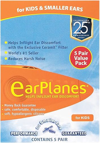 Miniatura 2 de EarPlanes Tapones para los oídos para niños, tamaño pequeño, 1 par (paquete de 5)