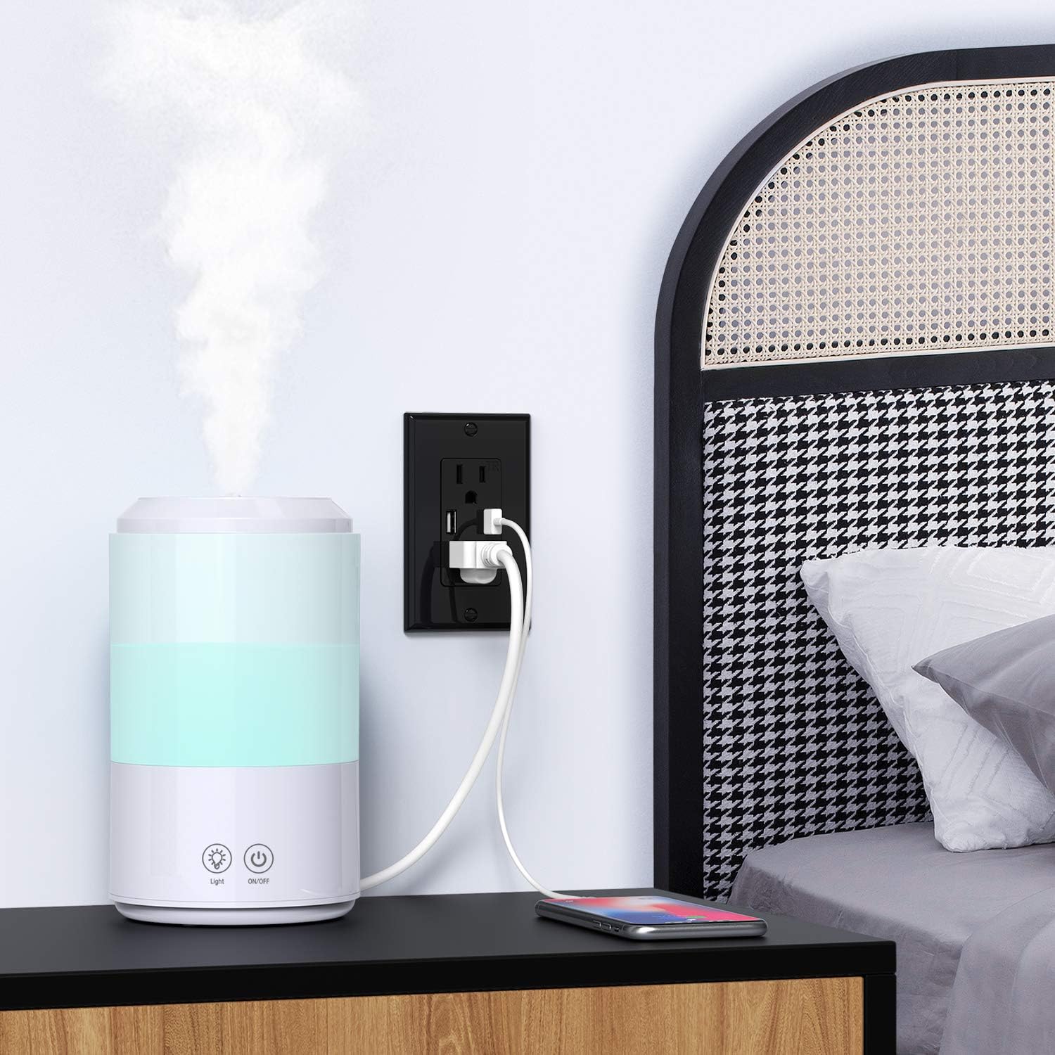 New Arrivals USB Wall Outlet Charger, 4.8 A Ultra High Speed USB Port, 15A Tamper Resistant Duplex Receptacle, Wall Plate Included (Black 2Pack)