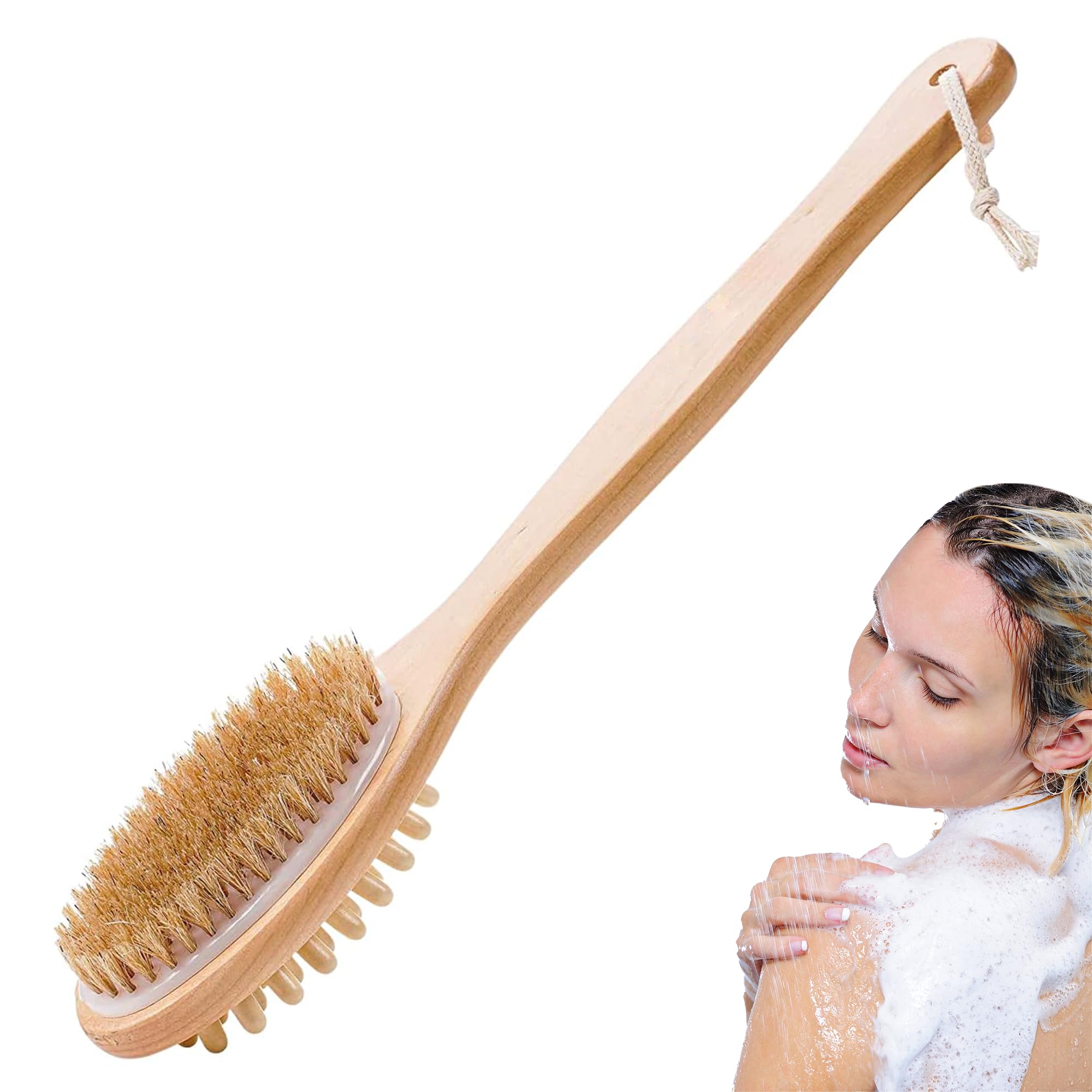JCM B-C Back Scrubber - Body Brush for Men and Women, Wooden, Large