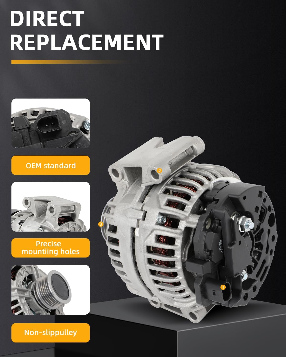 OCPTY Alternators 11466 Fit for Audi for A4 2.0L 2009-2012,for Audi for A4 Quattro 2.0L 2009-2012,for Audi for A5 2.0L 2010-2013,for Audi for A5 Quattro 2.0L 2010-2012,for Audi for Q5 2.0L 2011-2012