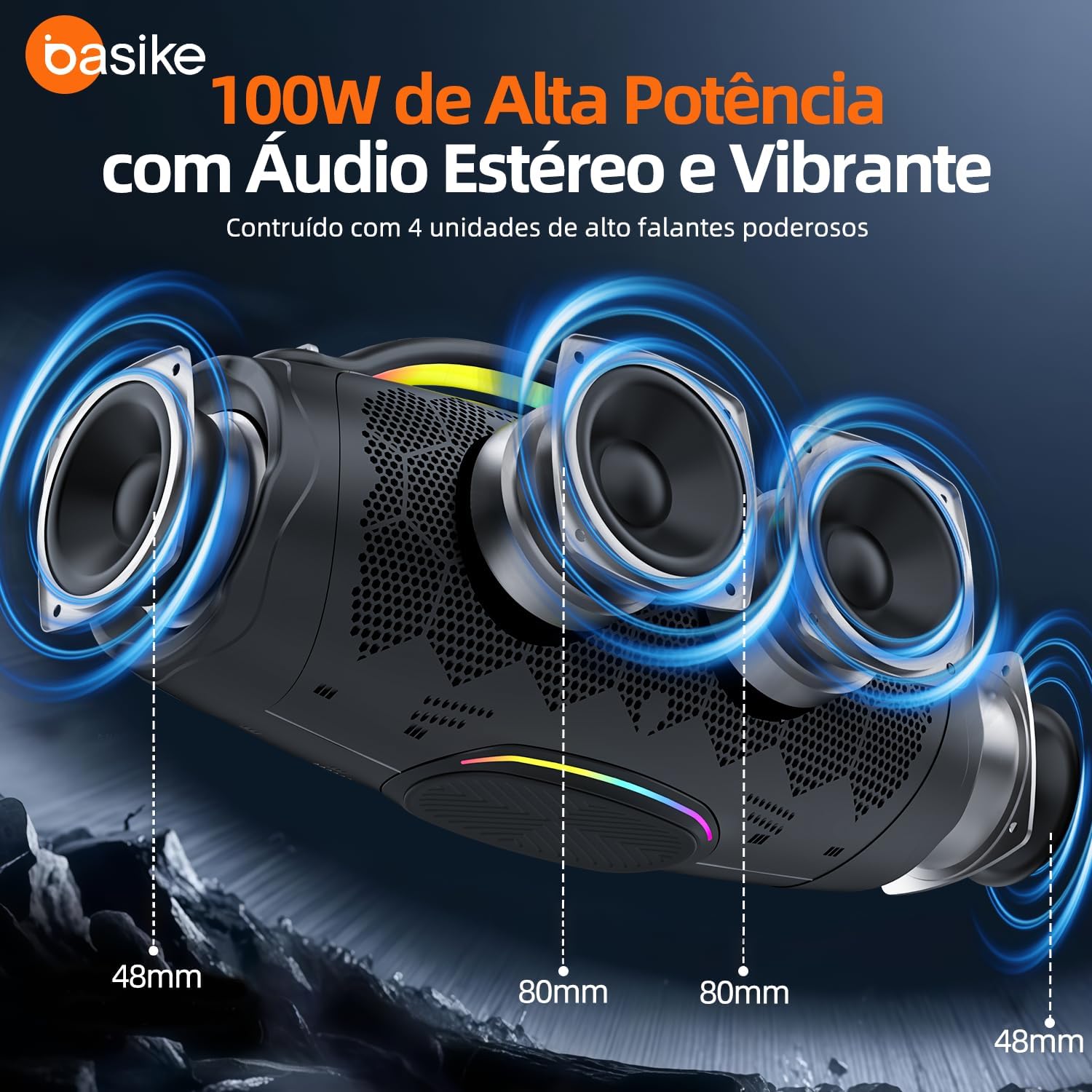 Basike Boombox V98 100W High Power Stereo Audio