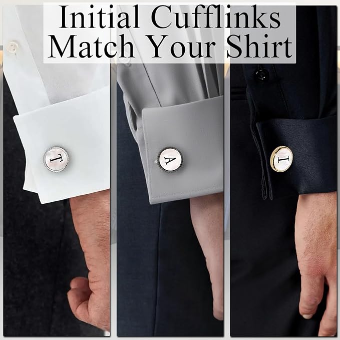 Mancornas para Hombre Dorado Plata Negro con Madreperla miniatura 3