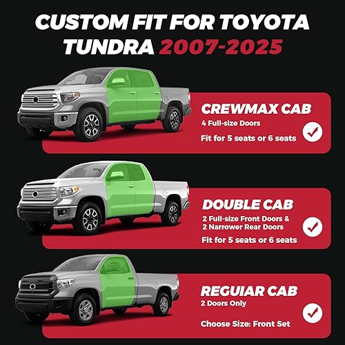 Miniatura 9 de FREESOO Juego completo de fundas de asiento para Toyota Tundra 2007-2021, compatible con Tundra Crewmax Cab, fundas de asiento de camión