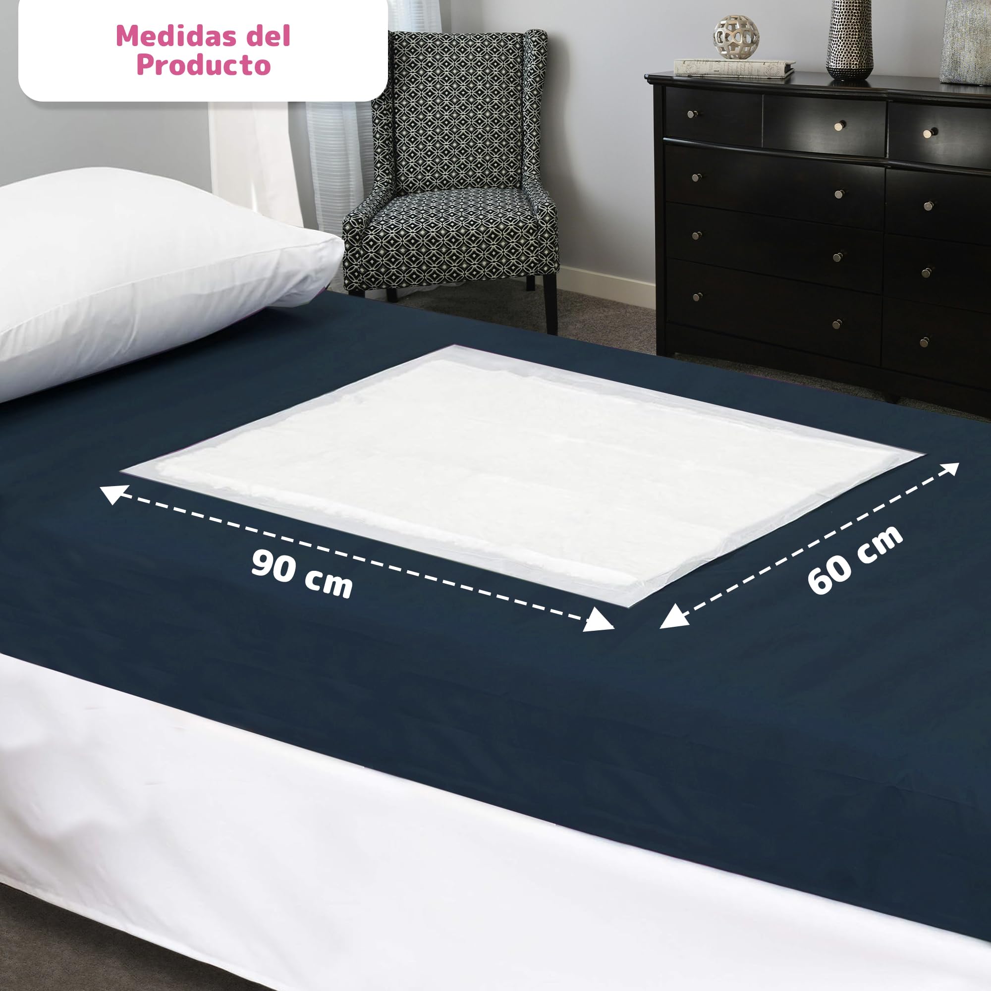 SABANINDAS Protector de Cama Extra, 60 x 90 cm | Pack 6 x 20 Un, Empapadores Desechables, Geriátrico, Para Adultos, Absorbente, Salvacamas