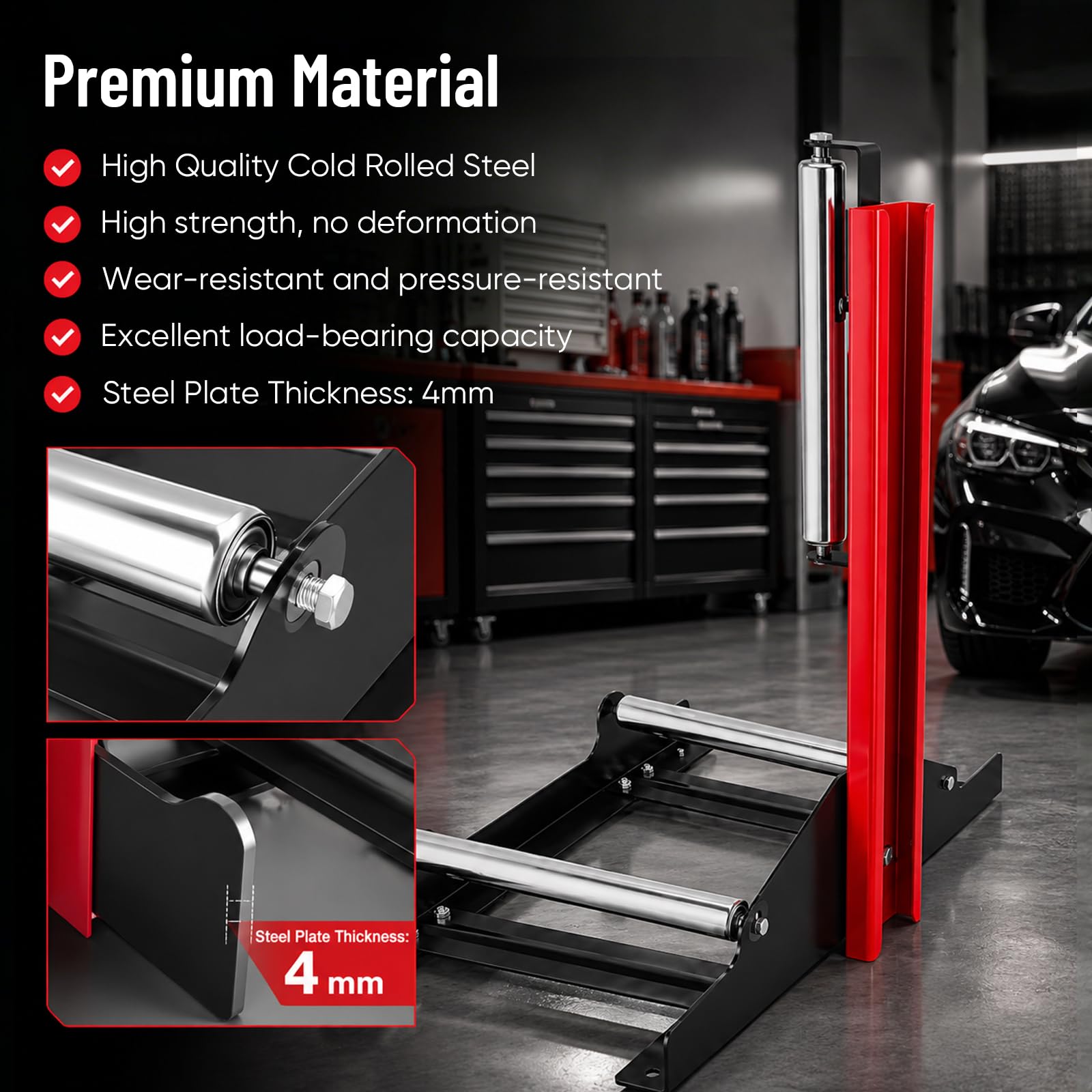 Support de nettoyage pour pneus, réglable en hauteur, rotatif à 360° | Support de nettoyage pour jantes de voiture en acier pour nettoyage et polissage des pneus 83 x 40 x 70 cm