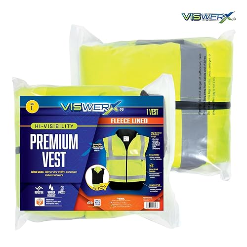 Miniatura 7 de Chaleco reversible de alta visibilidad con forro polar  ANSI CL2  Chaleco reflectante de seguridad para áreas de trabajo, construcción y alto tráfico