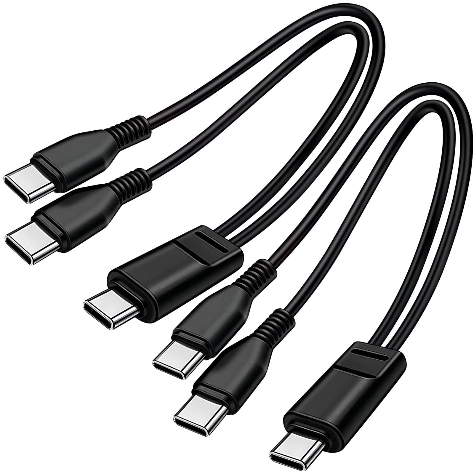 0.6FT 2Pack Dual USB C Multi Type C Splitter Cable,2 in 1 Multi Charging Cable,USB C to Double USB C Port Compatible with iPhone 15,iPad Pro/Air,Samsung S24,Moto,Google Pixel 8,LG,Black(Only Charging)