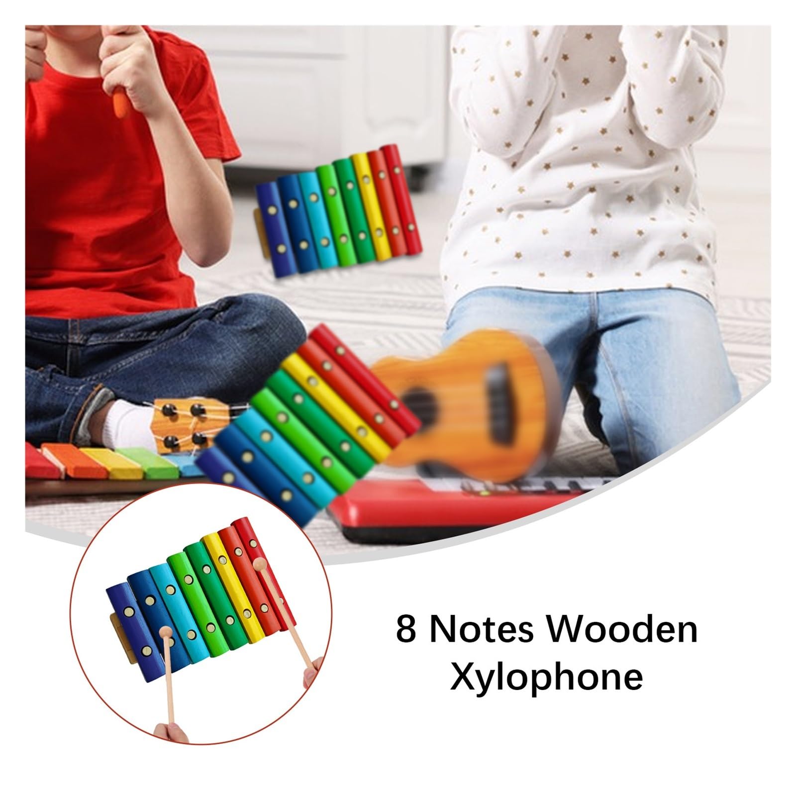 8 Notes Wooden Xylophone with 2 Mallets | Strumento musicale
