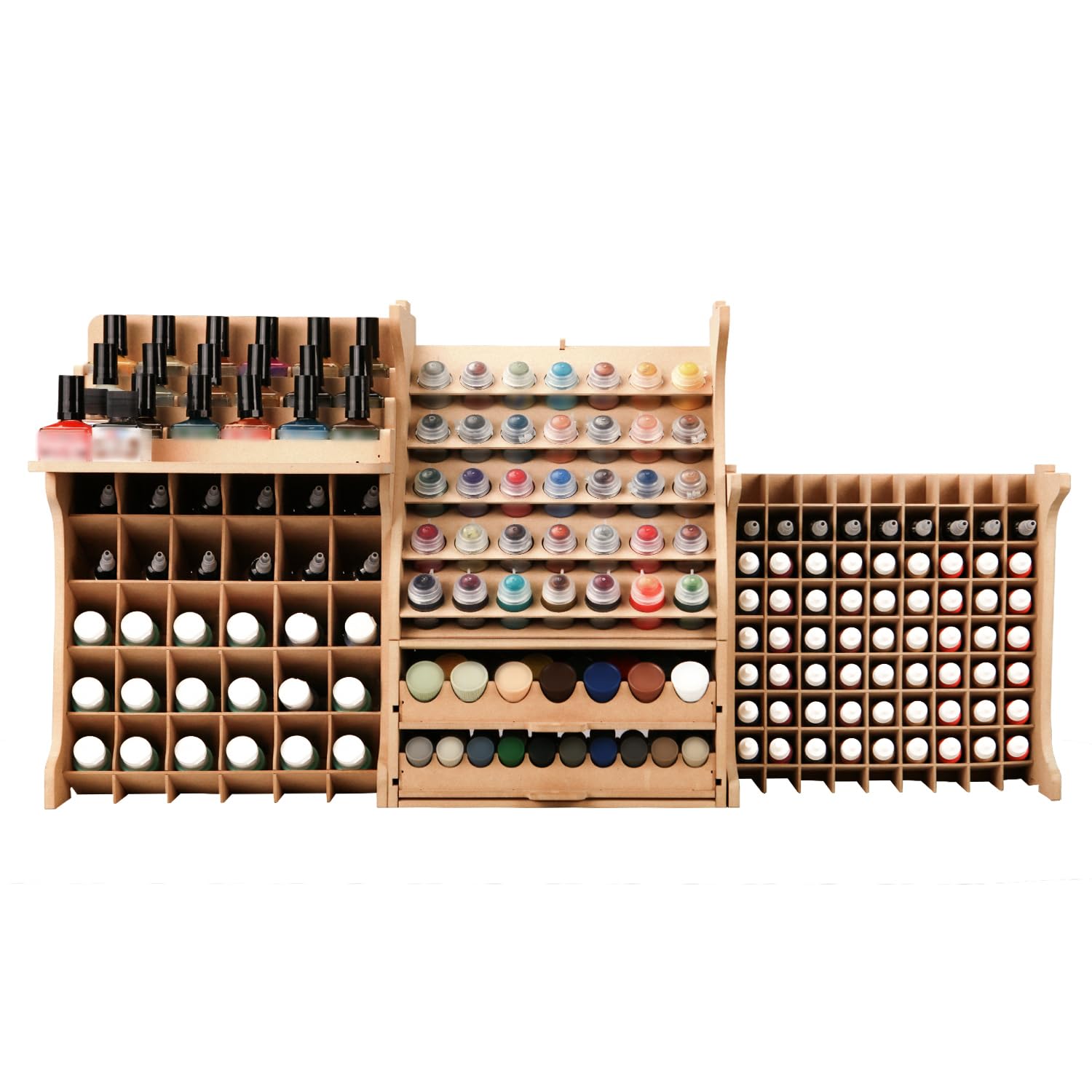 Bucasso GK PS Plastic Modeling Tool Storage Large Capacity Paint Combination Rack MDF Material Holds 211 Paint DIY Tinting Ink Bottle Durable, Suitable for Tamiya/Mr.Hobby/Vallejo/Citadel