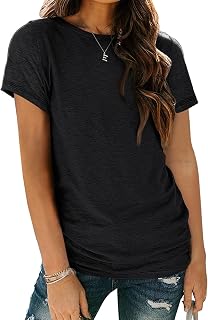 Women's Soft Basic Short Sleeve T-Shirt, Round Neck Top Casual Tee for Spring Summer Everyday Wear
