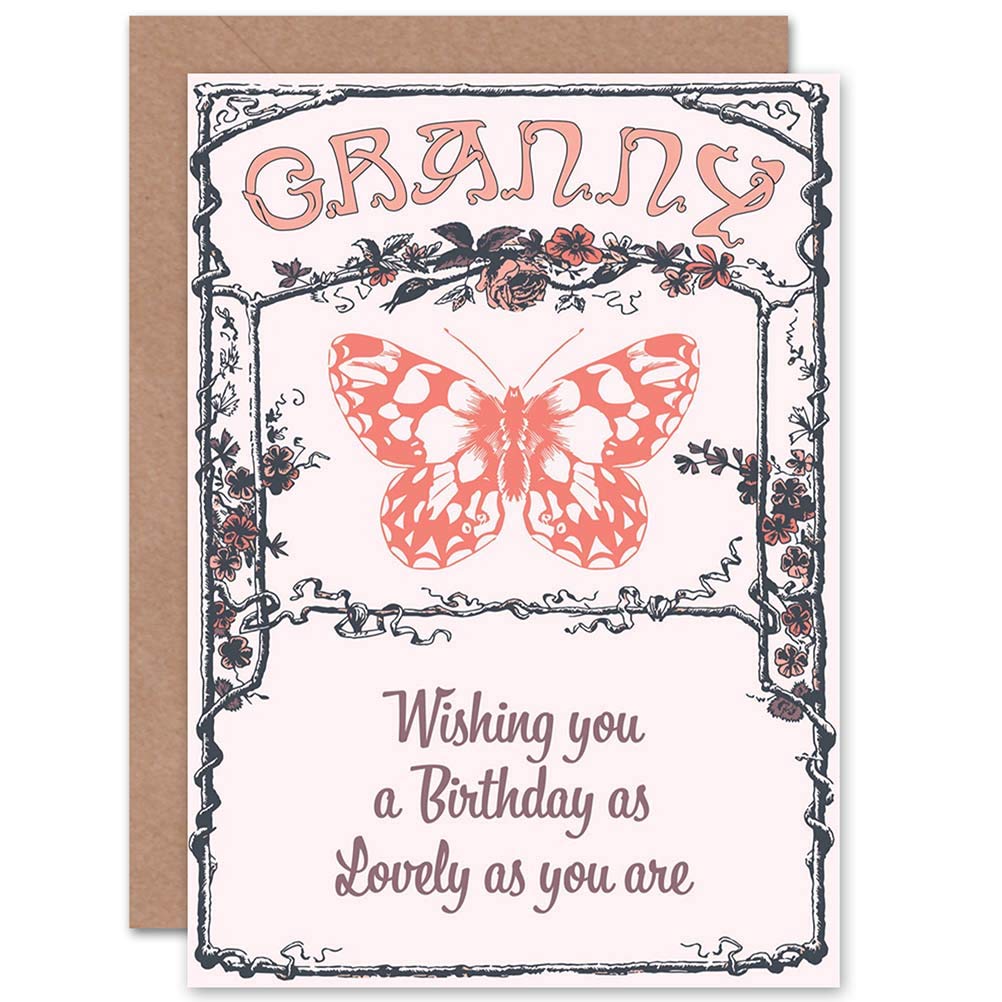 Wee Blue Coo Blue Wee Coo Card Birthday Happy Granny Gran Lovely Butterfly Retro Gift