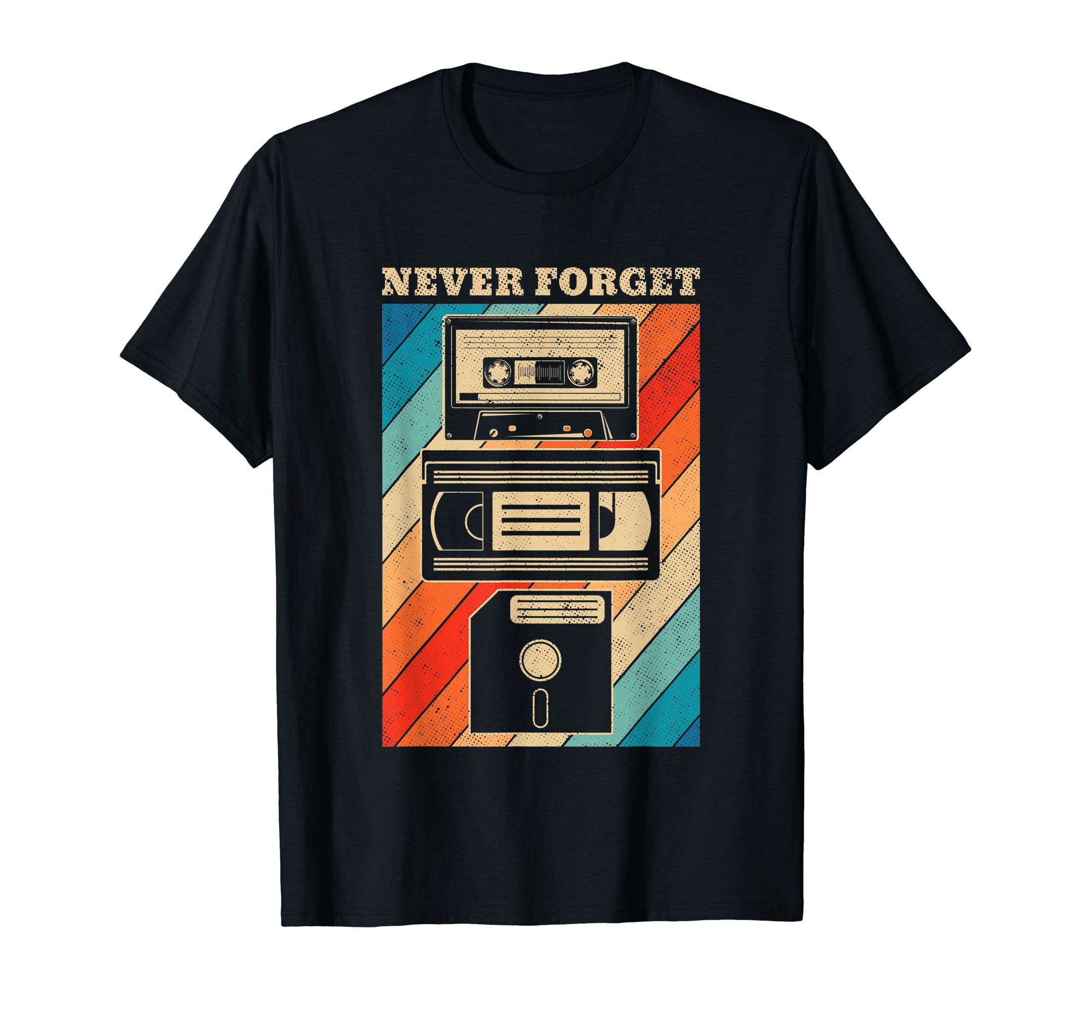 Never Forget Vintage Gift TeesNever Forget Vintage Floppy Disk VHS Tape 90s 80s Cassette T-Shirt