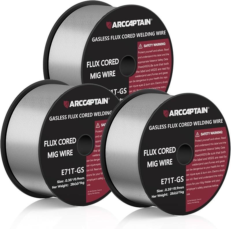 Flux Core Welding Wire E71T-GS .035" 2LB x 3 | Mild Carbon Steel, Gasless Welding with Stable Arc, Low Spatter, Smooth Feeding & Reliable All-Position Performance