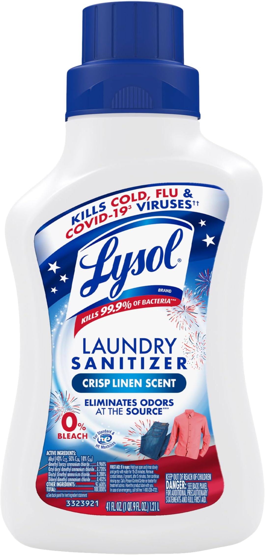 Laundry Sanitizer Additive, Crisp Linen, 41oz