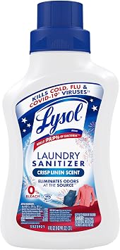Lysol Disinfectant Laundry Sanitizer & Scent Booster, Laundry Detergent Additive, Color Safe Bleach Alternative, Laundry Odor Eliminator, Kills Bacteria & Viruses, Crisp Linen Scent, 41 Fl Oz Liquid
