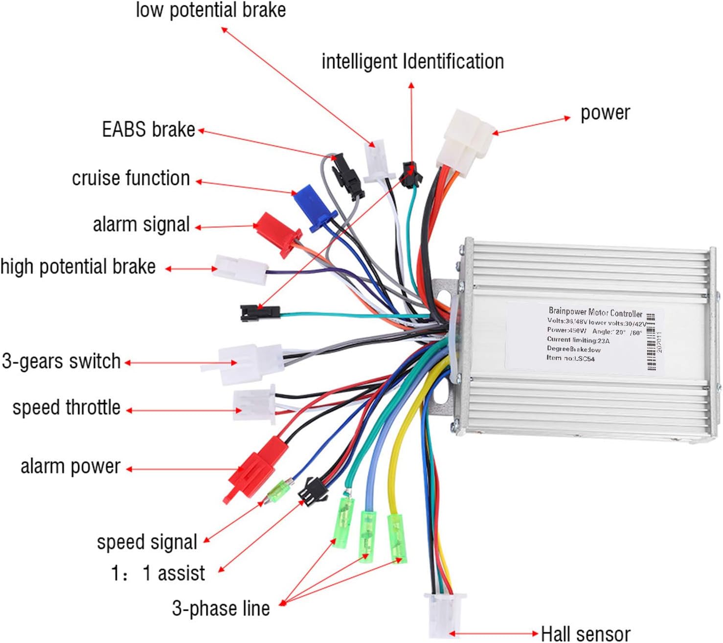 450w Dc Brushless Motor Speed Controller Replacement, Brushless Motor Controller Motor Brushless Controller Box Accessory Part for Electric Bicycle Scooter E Bike(36v/48v 450w)