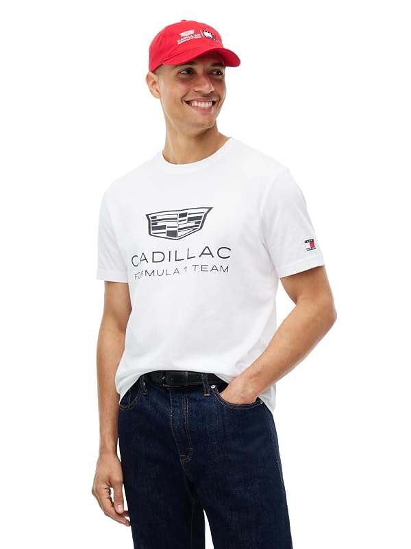 Tommy Hilfiger Men's Tommy x Cadillac F1® Team Crest T-Shirt, White Large by Tommy Hilfiger - Used condition - US$34.87