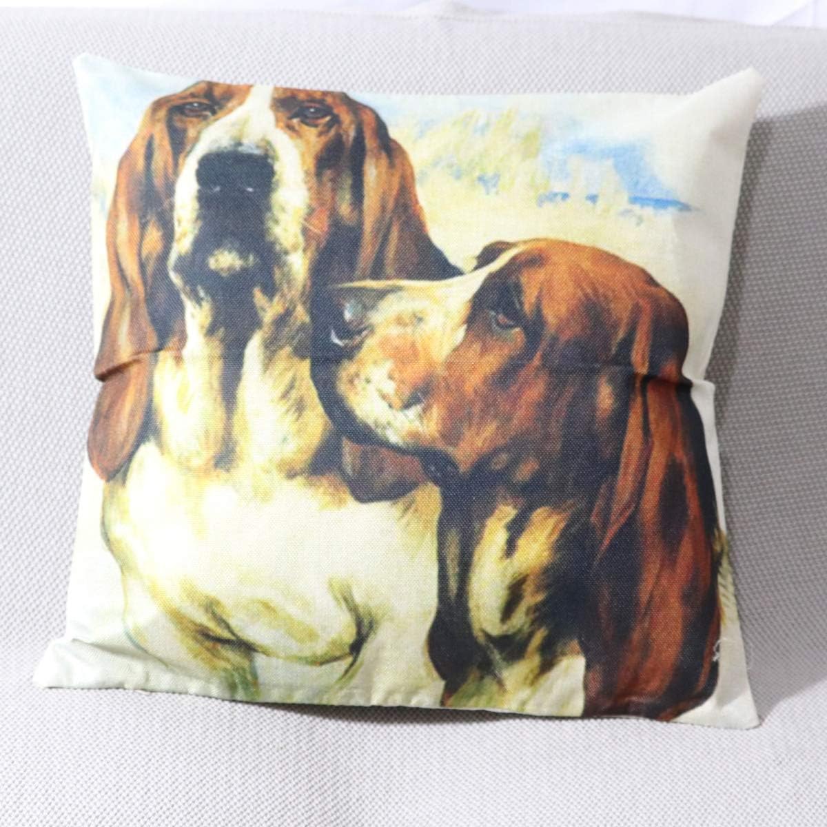 Set of 4 Throw Pillow Covers Cartoon Animal Decorative Home Decor Square Pillow Cover Outdoor Chair Pillows Cases for Sofa Living Room and Bed 18x18 Inches (Dog)