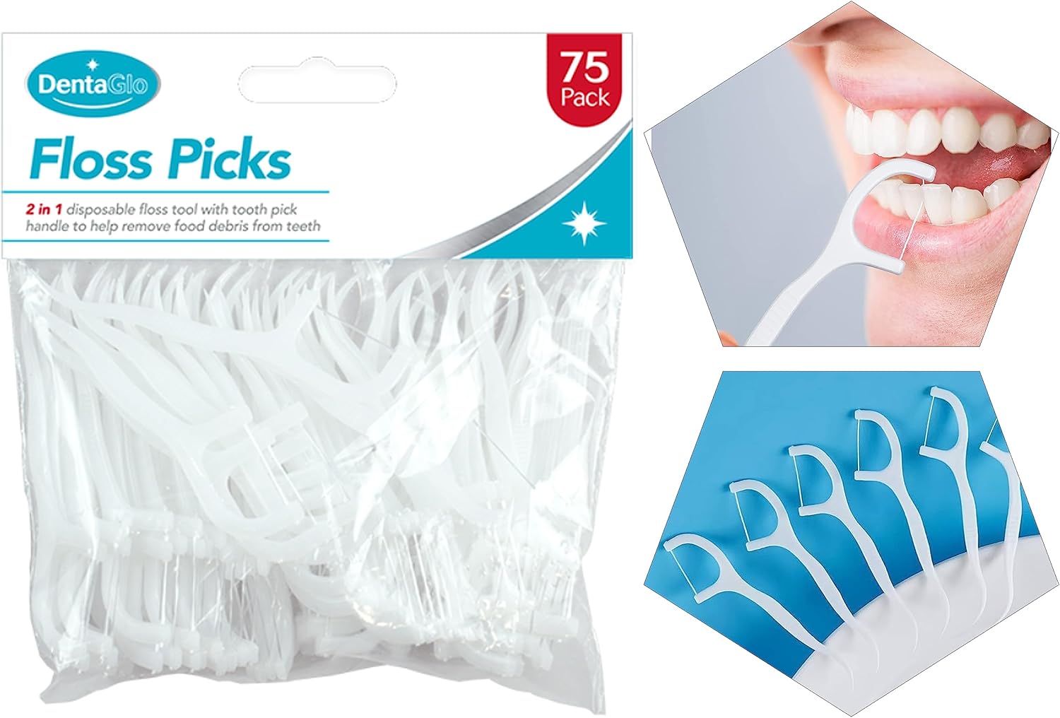 75PCS Dental Floss Toothpicks, Dental Floss Interdental Cleaning Disposable Flossers Floss Picks, Tooth Picks Teeth Cleaning Dental Hygiene