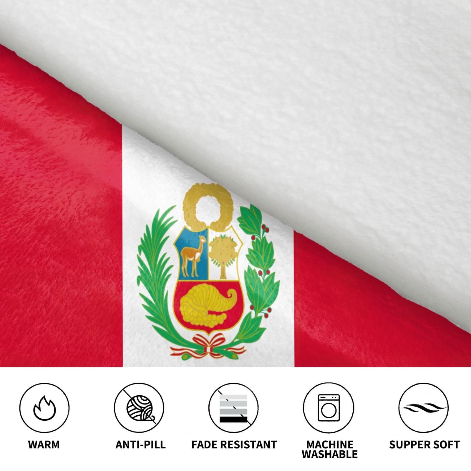 Flaga Peru nadruk ciepły i przytulny koc do noszenia, gruby flanelowy koc z kapturem z rękawami i ogromną kieszenią