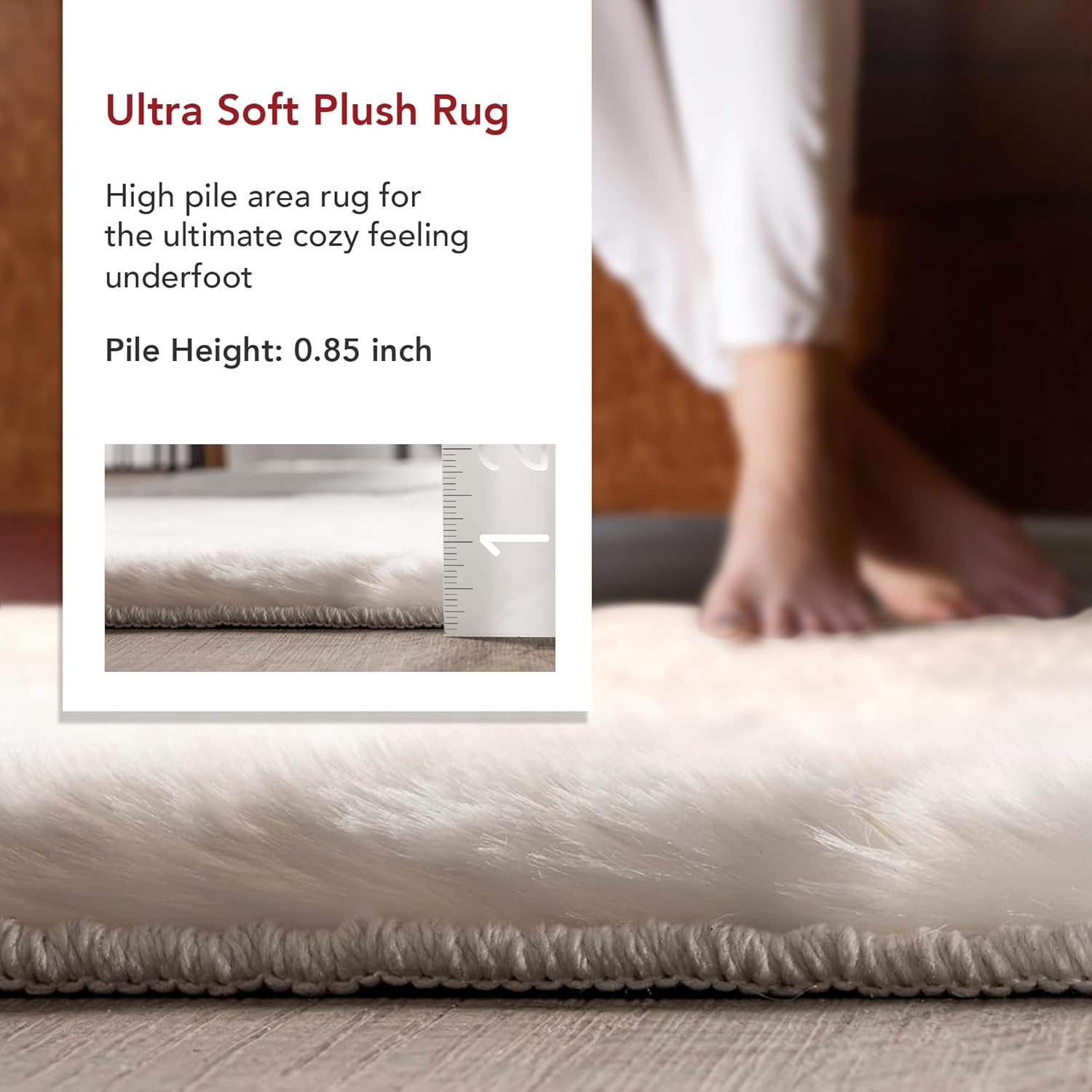 Nuloom SuperiorWash Amy White, 5' x 8', Fluffy Shag, Soft and Fluffy, High Traffic, Stain Resistant, Durable, Machine Washable Runner for Bedroom, Living Room, Dining Space, Den, Foyer, Entryway