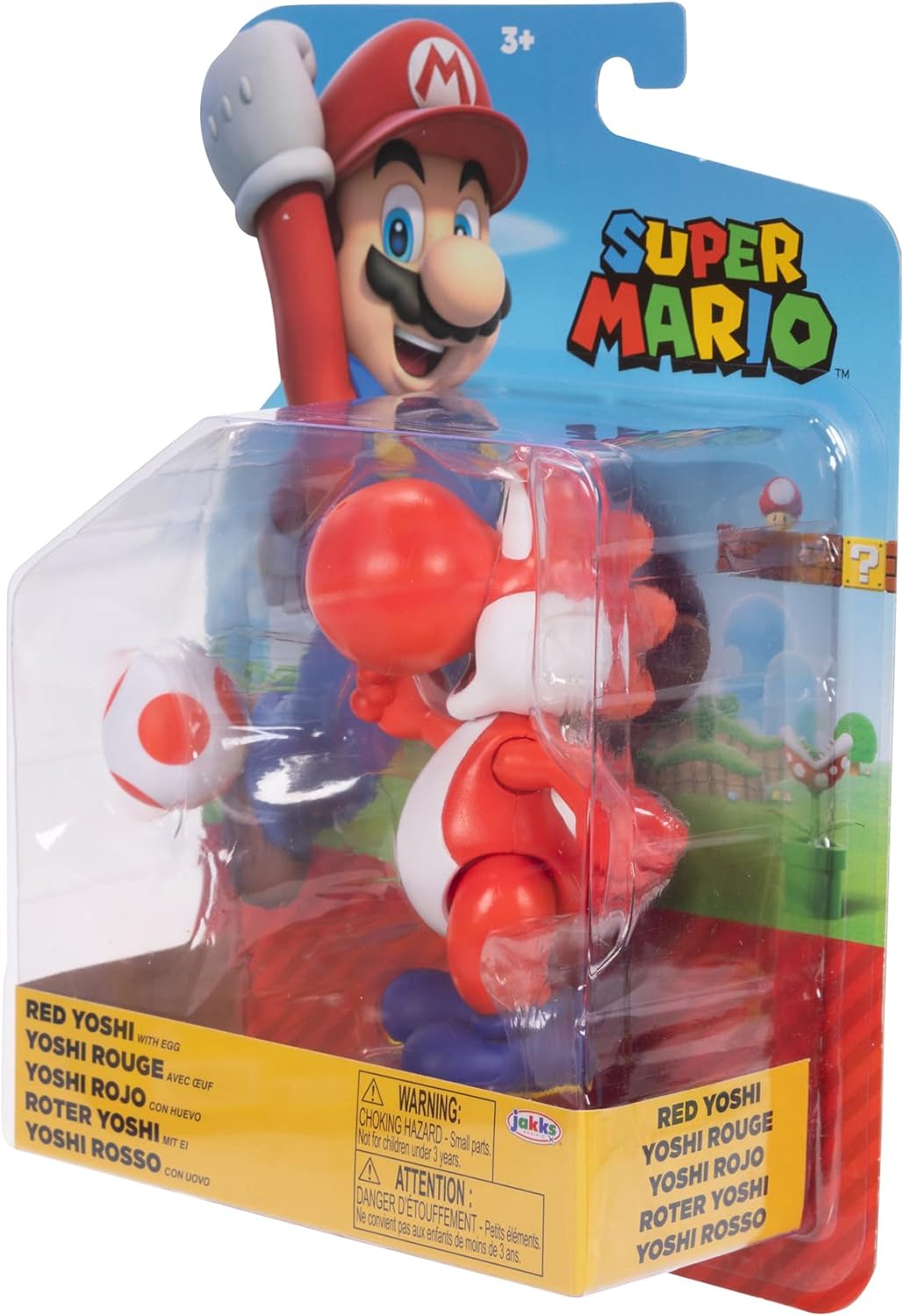 Nintendo Super Mario 4-Inch Red Yoshi Poseable Figure with Red Egg Accessory. Ages 3+ (Officially licensed)