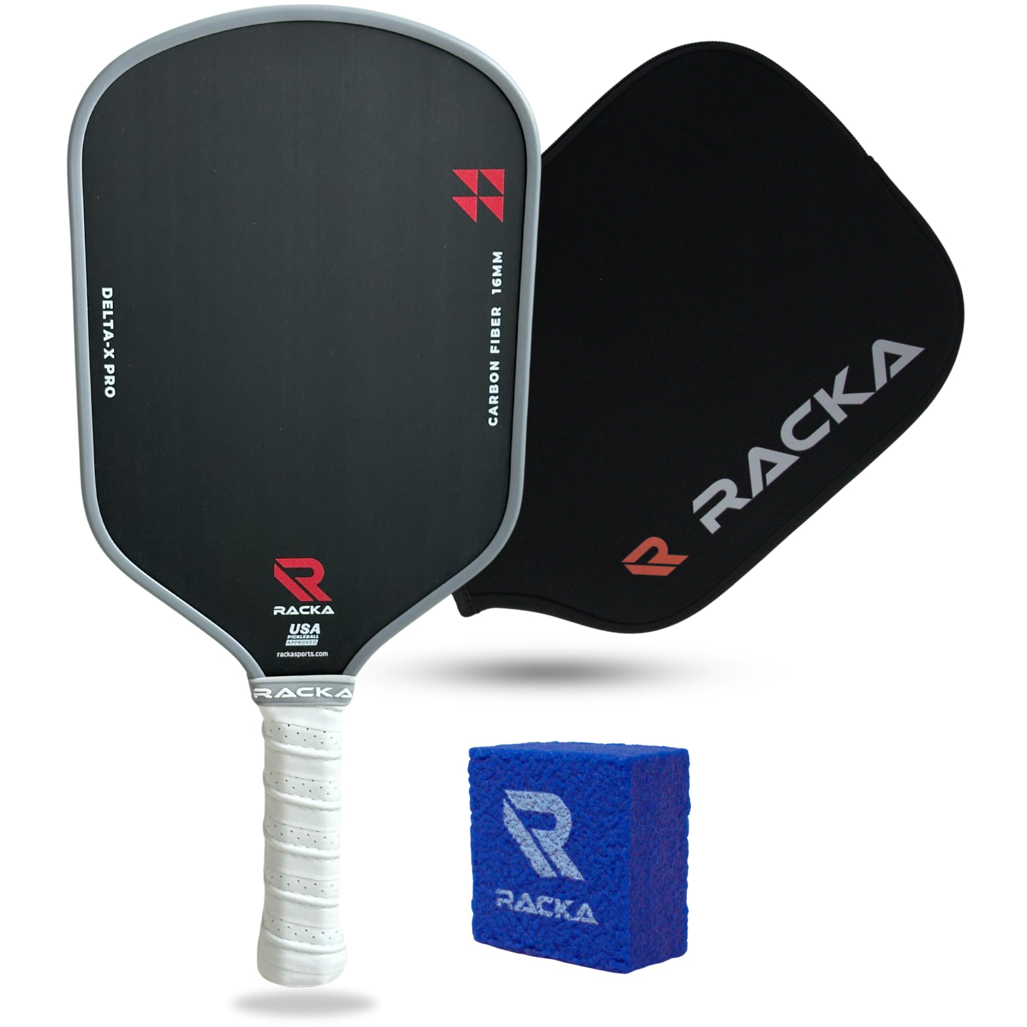 RACKA 2024 Alpha-X/Delta-X Pro Raw Carbon Fiber Pickleball Paddle, 16mm Toray T700 Thermoformed with Foam Injected Walls - Carbon Friction Textured Surface with Expanded Sweet Spot. USAPA Approved