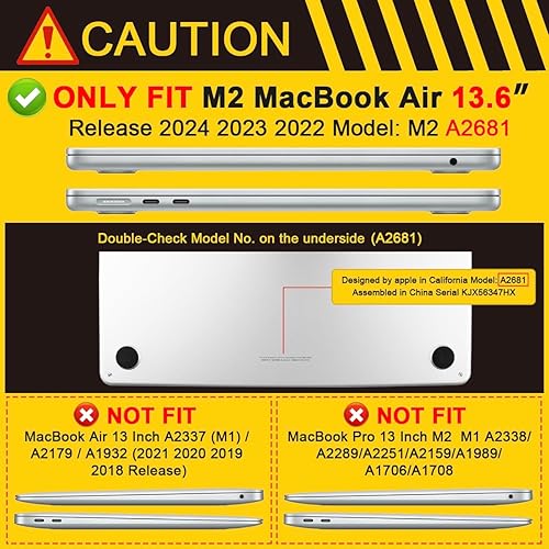 Miniatura 3 de Batianda Funda para MacBook Air de 13 pulgadas modelo A2681 2022 con chip M2, funda protectora de teclado rígida diseñada y protector de pantalla