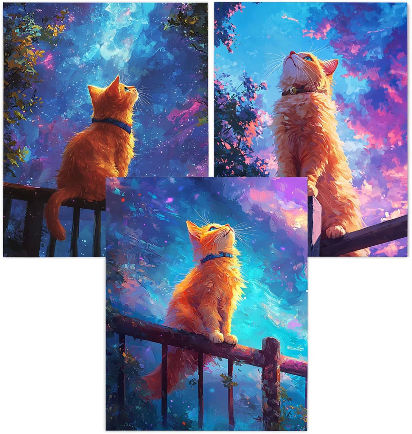 Cnyaunfi 3 Pezzi Animali Pittura Diamante Fai-Da-Te 5D Blu Diamond Painting Kit Completo per Hobby Creativi Adulti, Pittura Diamante Artigianale Per La Decorazione Della Parete Di Casa 50x70cm YF-3011