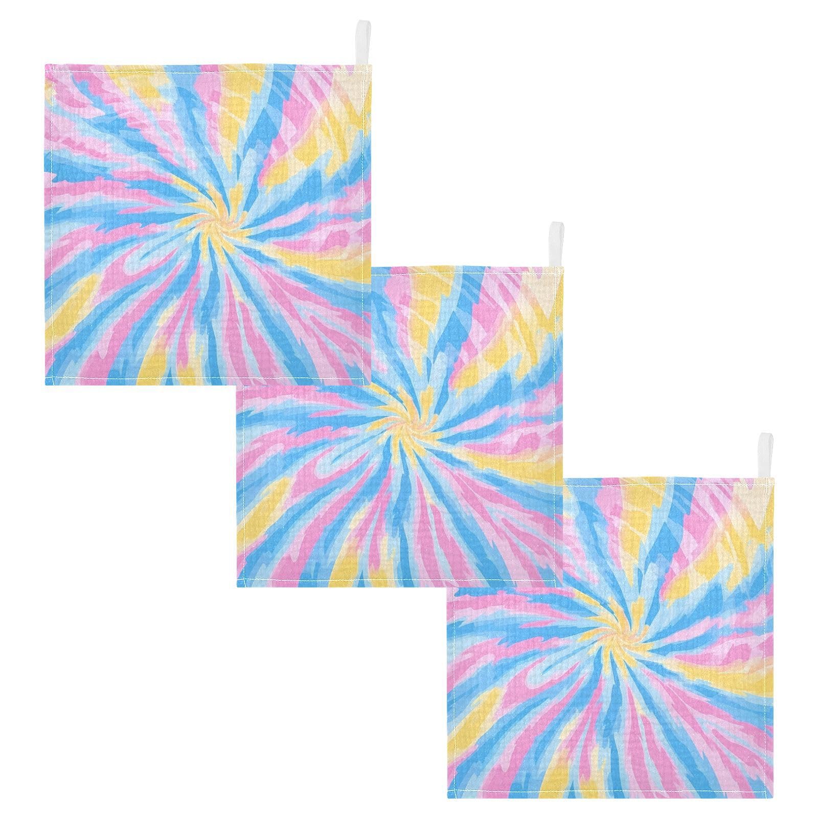 Nander Color Tie Dye Baby Muslin Washcloths 3PCS- Soft Face Cloths for Newborn Absorbent Bath Wash Cloths Wipes