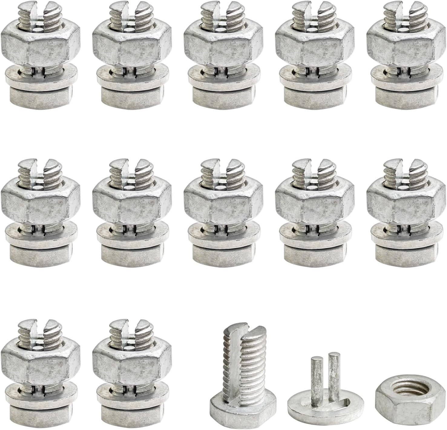 Split Bolts Electrical Fence Connector, 12PCS Wire Join Clamp Split Bolt Wire Connector for Electric Fence Wire, High Tensile Wire, Polywire, Jumper & Underground Cable (Hex Nut for Tight Grip)