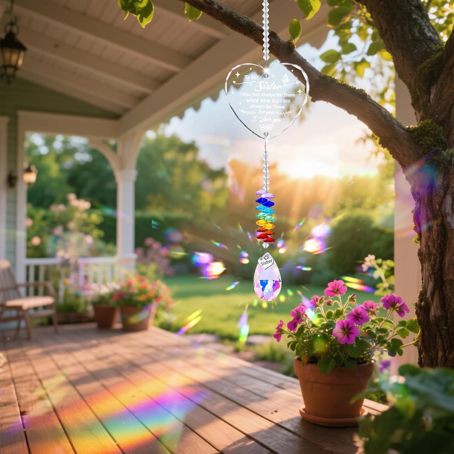 Sister Gifts,Sisters Gifts from Sister,Crystal Suncatcher for Sister Birthday with Heart Prism-Rainbow Maker Sun Catcher for Windows Hanging Decor - Image 7