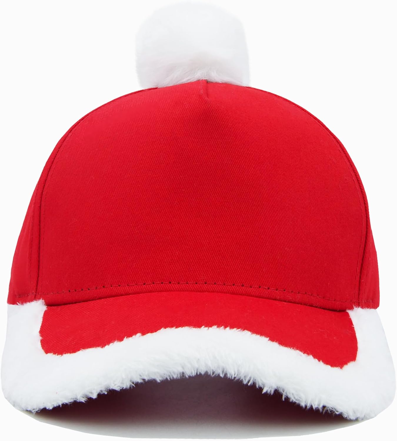 Santa Baseball Cap for Men Women, Christmas Ball Hat, Funny Plush Santa Hat for New Year party with Fuzzy Fur Pom