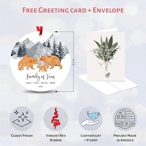Miniatura 45 de Adorno de Navidad de familia de 3 2024, adorno personalizado para la primera Navidad del bebé, recuerdo de adorno familiar con tema de oso, 3.5